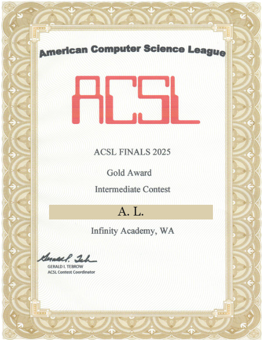 ACSL Finals Gold · 学生 A. L.