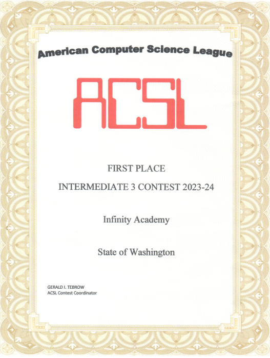 ACSL Intermediate 3 第一名 · 2023–24